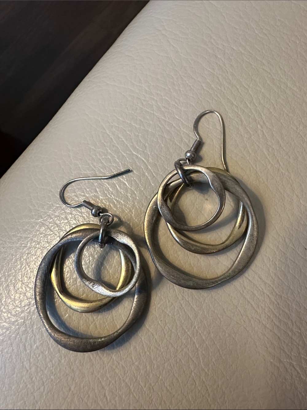Layered Double-Hoop Dangle Earrings in Mixed Silver and Gold Tones